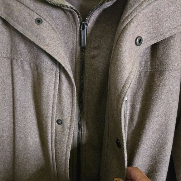 London Fog Wool Blend Bomber Jacket With Full Zip Snap Toast Heather Size L - Picture 6 of 8